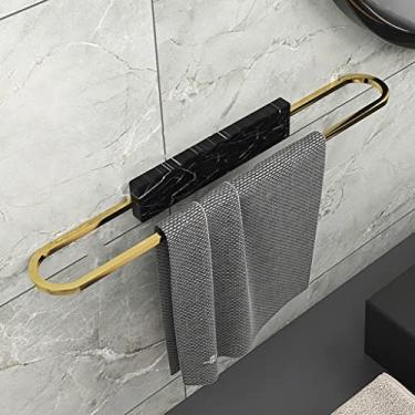 Imagem de HHHJQFAAT Barra de toalha de banho barra de toalha de latão montada na parede acessório de banheiro barra de toalha de mão, suporte de toalha de estilo moderno (cor: toalheiro de mármore) (toalheiro