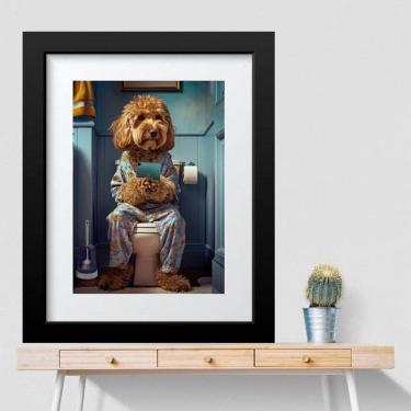 Imagem de Quadro Banheiro Divertido Poodle - 60X48Cm