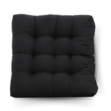 Imagem de Almofada Futon para Assento 50x50cm com Corda Tecido Oxford Macia e Confortável para Cadeira Banco e Pallet(Preto)