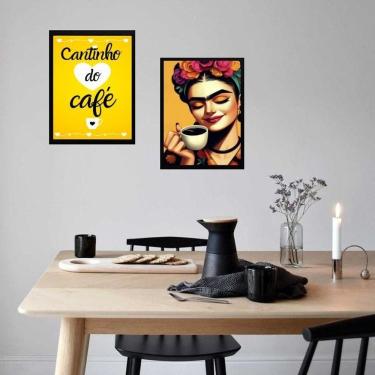 Imagem de Kit 2 Quadros Cantinho Do Café Frida 24X18Cm - Com Vidro