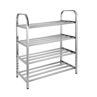 Imagem de Prateleira de sapato, organizador de sapateira de aço inoxidável, organizador de armazenamento de sapatos, organizador de sapatos empilhável para quarto, armário, suporte de sapatos de entrada (cor: 4