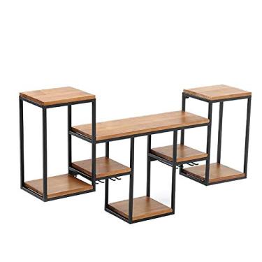 Imagem de Prateleira de vinho de madeira maciça para pendurar na parede europeia criativa para decoração de restaurante, armário de vinho, suporte para copo de vinho, prateleira pequena para sala de estar