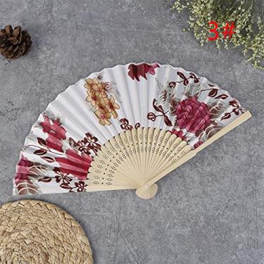 Imagem de Ventilador de mão dobrável para, ventiladores dobráveis, 1 peça retro chinês japonês seda ventilador dobrável ornamentos decoração de casa pintura floral fãs de mão ventilador decorativo festa dança
