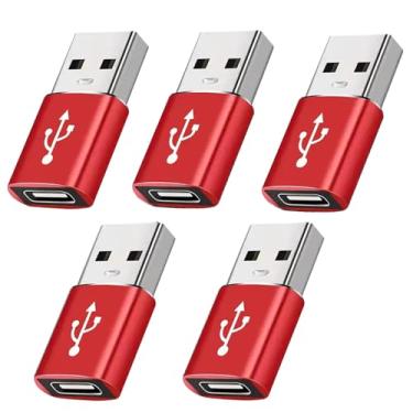 Imagem de Adaptador USB C fêmea para USB macho pacote com 5, conversor de cabo carregador tipo C para USB A, compatível com Apple Watch iPhone 16 15 14 13 12 Pro Max, AirPods Ultra 8 9 Samsung Galaxy S23 S24