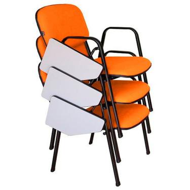Imagem de 03 Cadeiras Escolar Universitária Linha Hotel Auditório Laranja