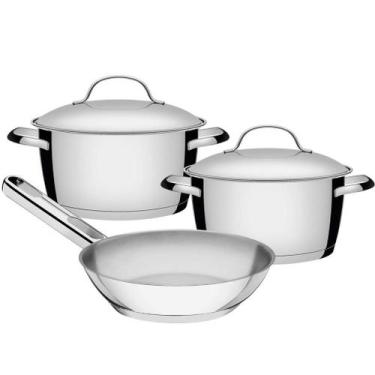 Imagem de Jogo de Panelas Tramontina Allegra em Aço Inox com Indução 3 Peças