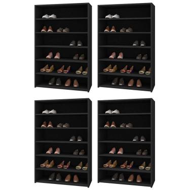 Imagem de Kit 04 Armários Multiuso Sapateira 5 Prateleiras Preto