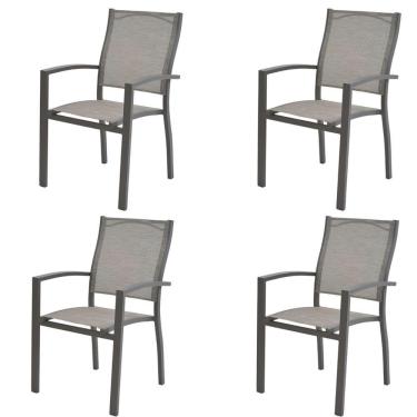 Imagem de Kit 4 Cadeiras Angra Rivatti Em Aluminio Amêndoa Com Tela Mesh Bege