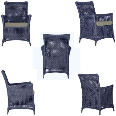 Imagem de Poltrona Igapó Alumínio Micro Pintura Preta Corda Náutica E8 Azul