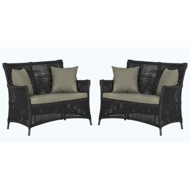 Imagem de 2 Sofás área Externa Igapó Alumínio Preta Corda Náutica E8 Preto