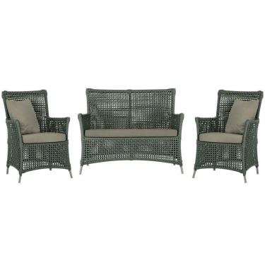 Imagem de Jogo Sofá E 2 Poltronas Igapó Alumínio Fendi E8 Trama Verde