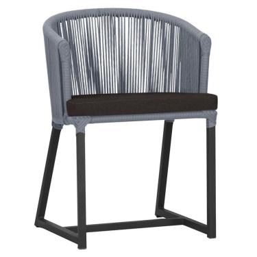 Imagem de Cadeira De Jantar Noronha Alumínio Preta E9 Trama  Prata