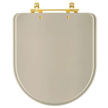 Imagem de Assento Sanitário Carrara Bege Saara Para Vaso Deca Com Ferragem Dourada