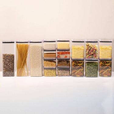 Imagem de Kit 17 Potes Hermético Transparente Quadrado Para Porta Mantimento Cozinha