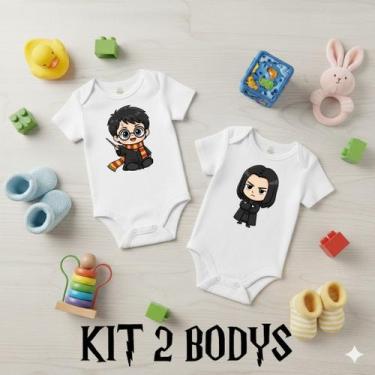 Imagem de Kit 2 Body Bebê Unissex Harry Potter Manga Curta Menino Menina Estampa