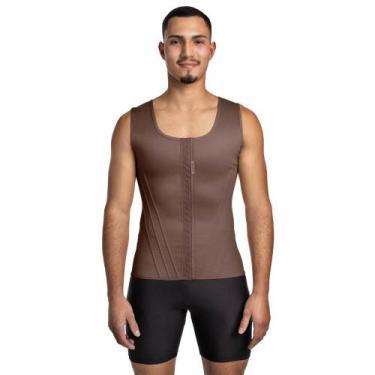 Imagem de Cinta Regata Masculina Redutora 12 Barbatanas 5195 - Mabella, Castanho
