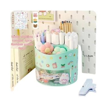 Imagem de Organizador De Mesa Giratório Kawaii: Porta-Canetas E Caixa De Papelar
