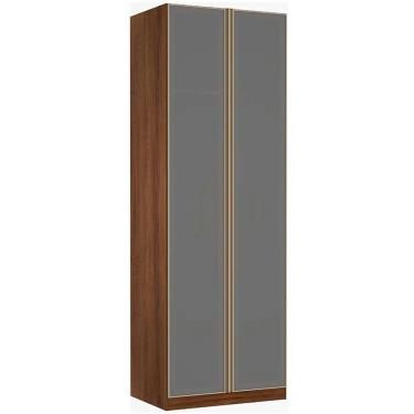 Imagem de Guarda Roupa 2 Portas 3 Gavetas Com Vidro Reflecta 80Cm Prime Plus Luciane Móveis
