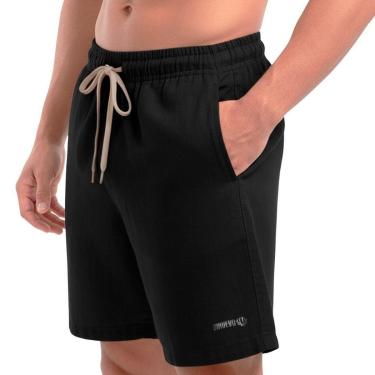 Imagem de Short de Linho Casual Premium Dinuevo Reflect Edition Preto-Masculino