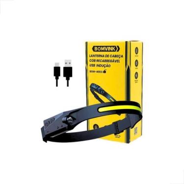 Imagem de Lanterna Cabeca Led Cob Recarregavel Sensor Bom4007 Bomvink, Preto, Ún