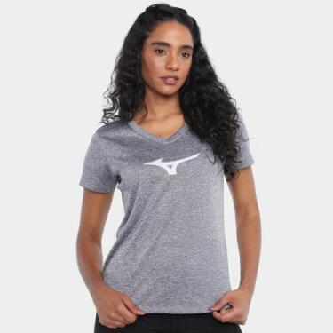 Imagem de Camiseta Mizuno Spark Big Logo Feminina, Cinza, Branco, P