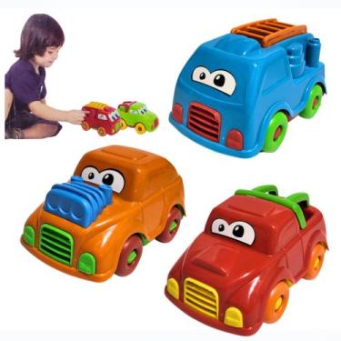 Imagem de Kit Carrinho Educativo Bebe Menino Brinquedo Presente Mini Frota Menin