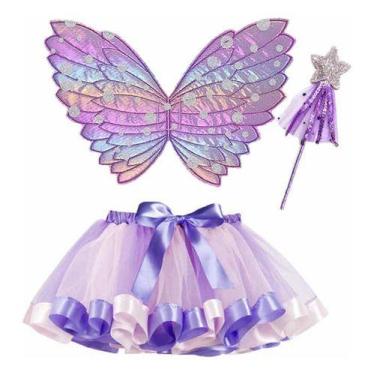 Imagem de Fantasia Borboleta Fada Arco Íris Unicórnio Asas Carnaval Desenho do t