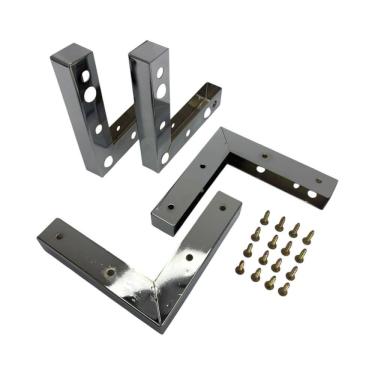 Imagem de Kit 4 Pés Cromado Para Sofá Cantoneiras De Ferro C/ Parafuso