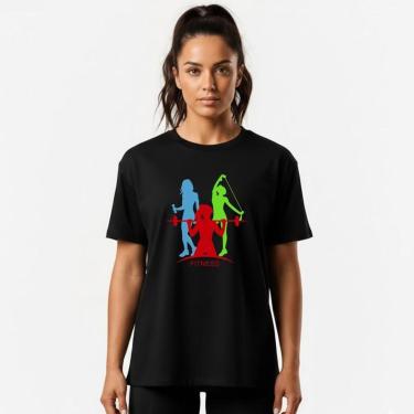 Imagem de Camiseta Feminina Algodão Premium FITNESS COLORS Caminhada Academia-Feminino
