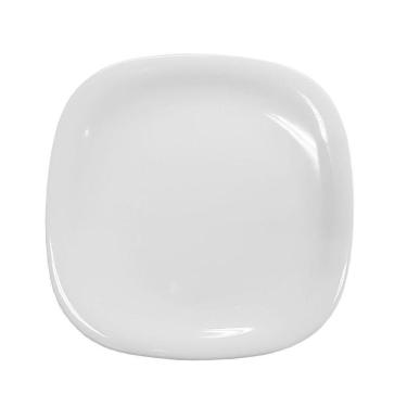 Imagem de Jogo 6 Prato Raso Branco Quadrado Square 25,5cm Vidro Opalino Jantar Em Casa Tem