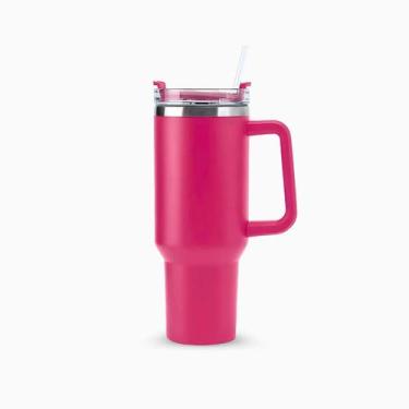 Imagem de Copo Térmico Grande 1200 Ml Canudo Parede Dupla - ROSA PINK - Genérico