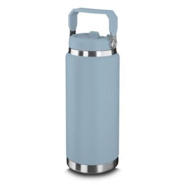 Imagem de Garrafa Térmica Desembrulha 900ml Azul em Aço Inox com Alça - Isolamen