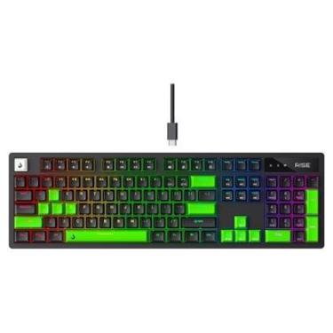 Imagem de Teclado Mecânico Gamer 2 em 1 Rise Mode GM2 Full Black and Green RGB Switch Outemu Brown, USB-C-Unissex