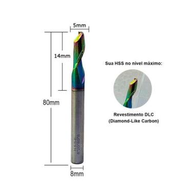 Imagem de Fresa Pantógrafo Corte Ø5 x AC14mm x Haste Ø8mm x CT 80mm - hzp Center