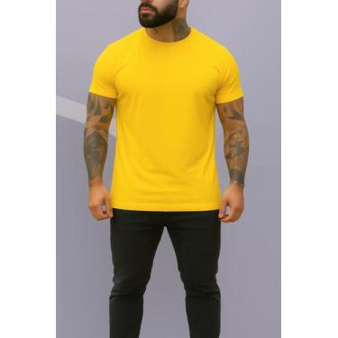 Imagem de Camiseta masculina basica lisa 100% algodão - LENIS SOUZA, Amarelo, PP
