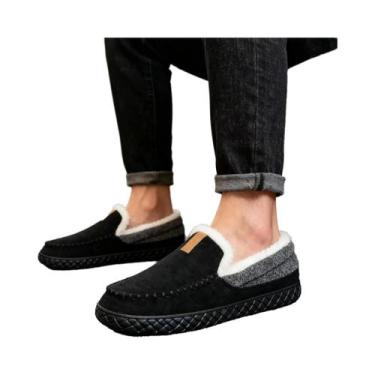 Imagem de Botas De Inverno Masculinas Em Algodão E Feltro, Pantufas Quentes E Mo