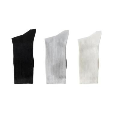 Imagem de Meias De Algodão Para Homens, Cor Sólida, Casuais, Longas, Estilo Hara