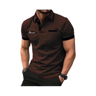 Imagem de Camisa Polo Casual De Verão Para Homens, Manga Curta, Estilo Color Blo
