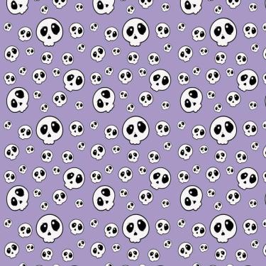 Imagem de Papel De Parede Adesivo Lilas Decorativo Caveirinha Lavavel