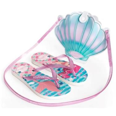 Imagem de Chinelo Infantil Crical Guarujá + Bolsa Concha Praia Piscina Conforto 