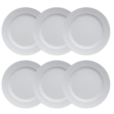 Imagem de Kit 06 Prato Raso Relevo Chevron Branco Germer Porcelanas