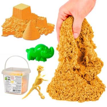 Imagem de Kit Areia Cinética Sensorial Com Moldes E Fóssil Dinossauro Brinquedo 