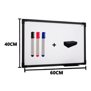 Imagem de Quadro Lousa Branco Uv Soft Colors 60x40 Moldura Preta Stalo Acompanha