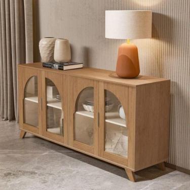 Imagem de Balcao Buffet Sala De Jantar 4 Portas Vidro Cinamomo Off White - Mais 