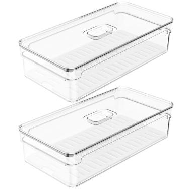 Imagem de Kit 2 Organizadores Geladeira 2,8L Cozinha Multiuso Com Respiradouro Frutas Legumes Clear Fresh OU