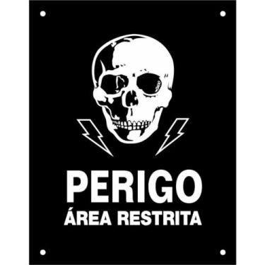 Imagem de Placa Decorativa PS 18x23cm Perigo, Área Restrita - DEC10 - SINALIZE