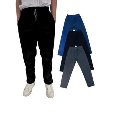 Imagem de Kit Com 3 Calça Chimpa Masculina Com Bolsos e Cordão - Olv Jeans, Colo