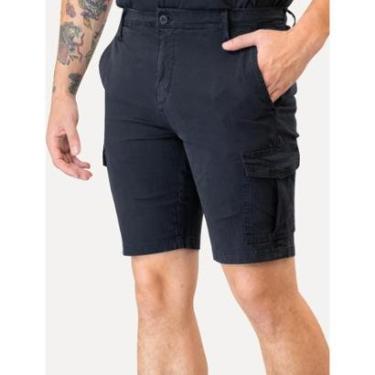 Imagem de Bermuda Guess Masculina Cargo Sarja Azul Escuro-Masculino