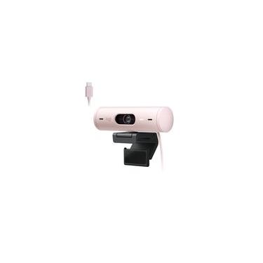 Imagem de Webcam + Suporte Logitech Brio 500 Full HD, 1080p, 30 FPS, com Microfones Duplos, USB, Suporte Incluso, Rosa - 960-001418