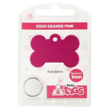 Imagem de Plaquinha de Identificação Personalizada - Osso Pink G - Pets Tags